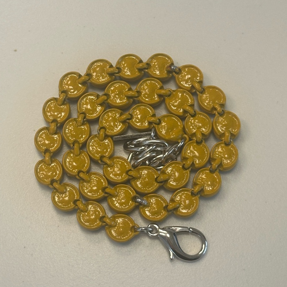 TOVA - Opaque Turquoise Crystal & Mustard Yellow Coated Enamel Necklace - Picture 10 of 15